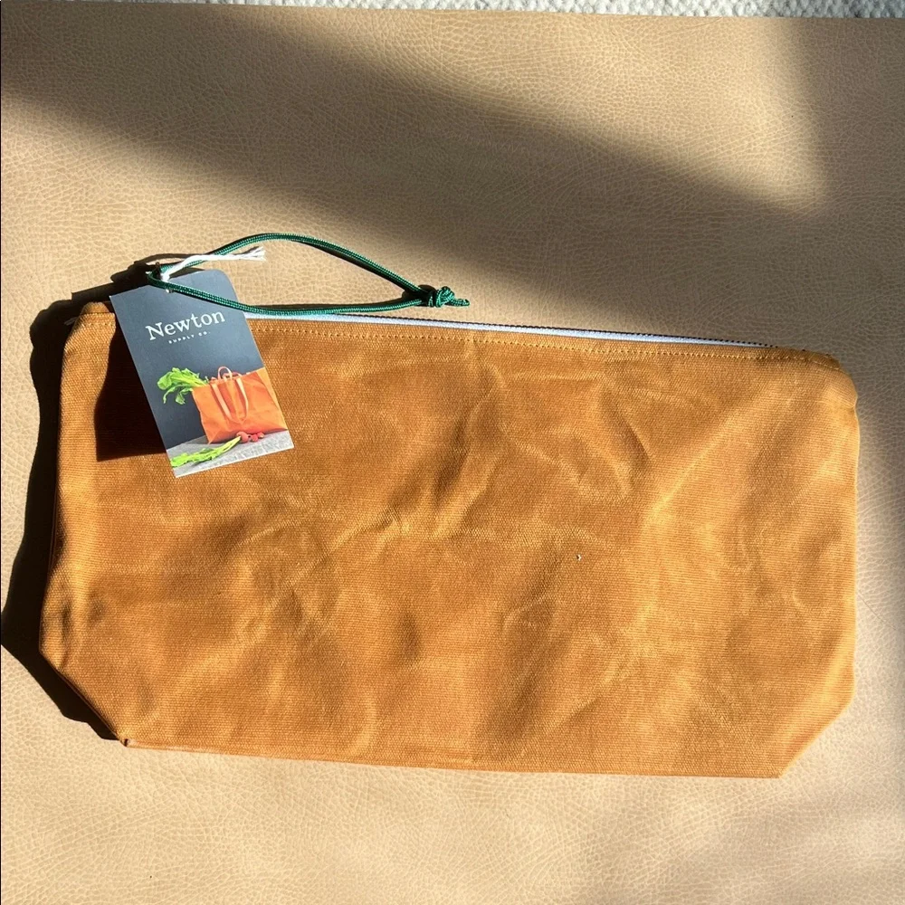 Newton Waxed Canvas Pouch in Warm Brown - Picture 1 of 3